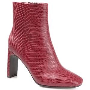 Journee Collection Women Sarla Ankle Booties Size US 12M Wine Red Reptile Print